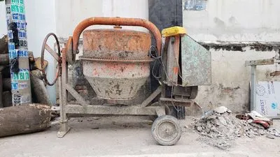 Máy trộn bê tông cam xám đã qua sử dụng - Phù hợp cho các xưởng đúc gạch block nhỏ