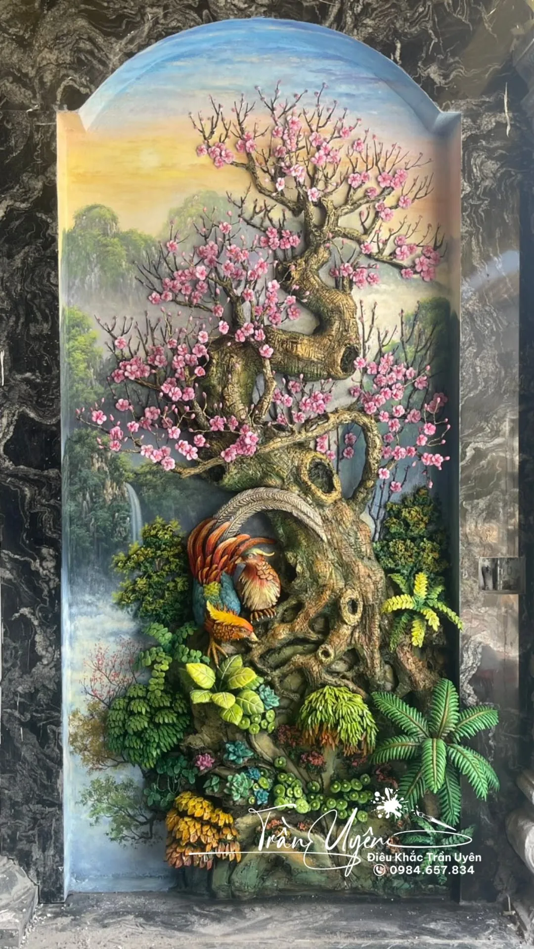 Thi công tranh phù điêu đắp nổi xi măng tại Hà Nội