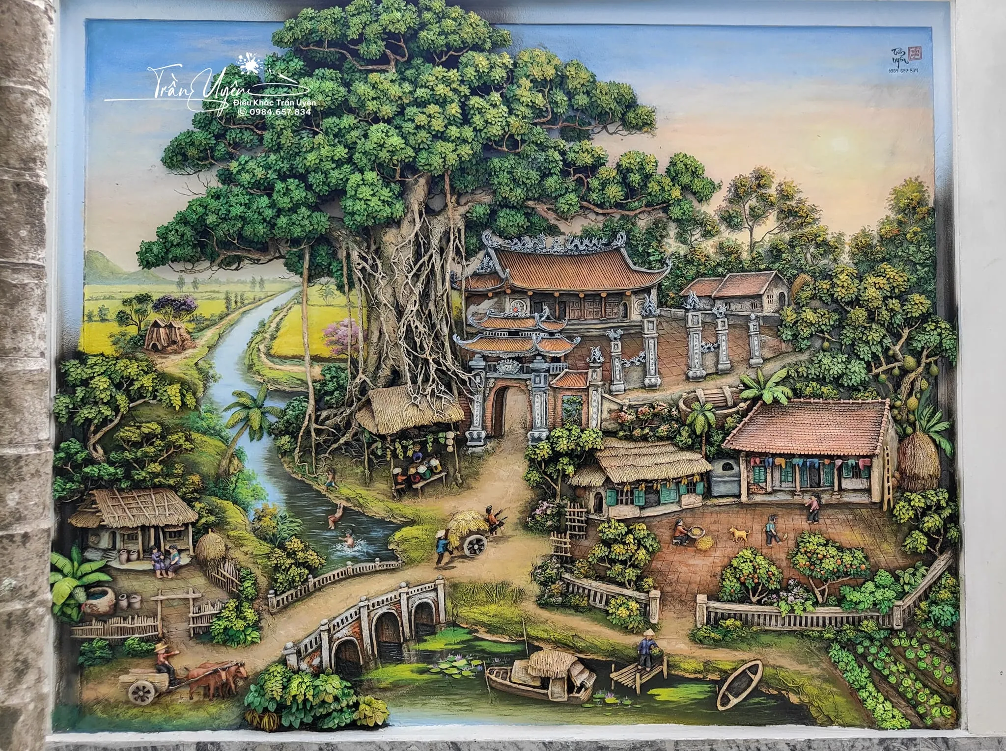 Chi tiết quá trình đắp phù điêu xi măng tại công trình