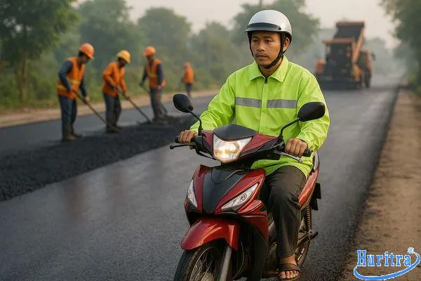 Quy trình vệ sinh vết bắn nhựa đường khi vận hành máy trải SANY