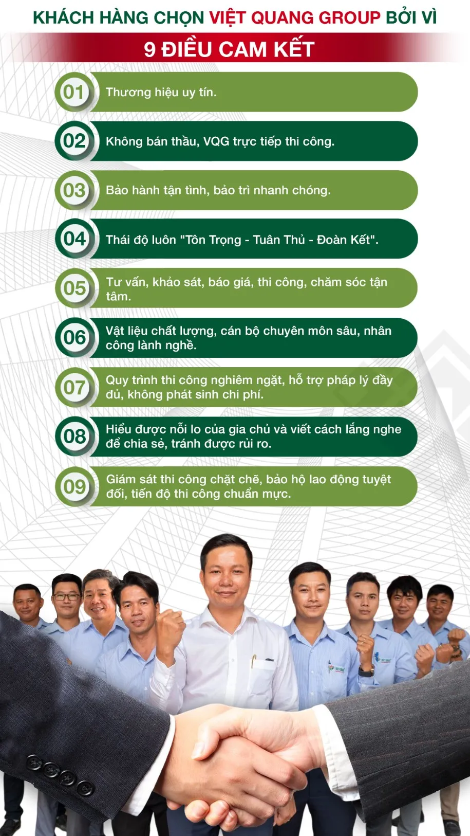 Chứng nhận cam kết chất lượng dịch vụ từ Việt Quang Group