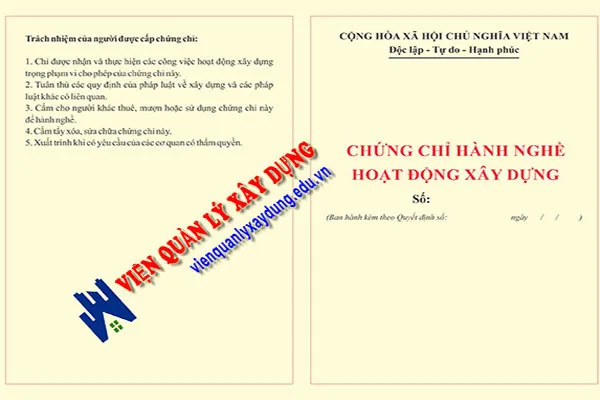 Mẫu chứng chỉ hành nghề kỹ sư định giá xây dựng