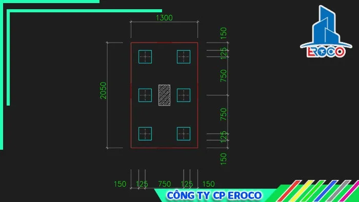 Kích thước đài móng cho cọc D250 trong thi công móng đài cọc bê tông