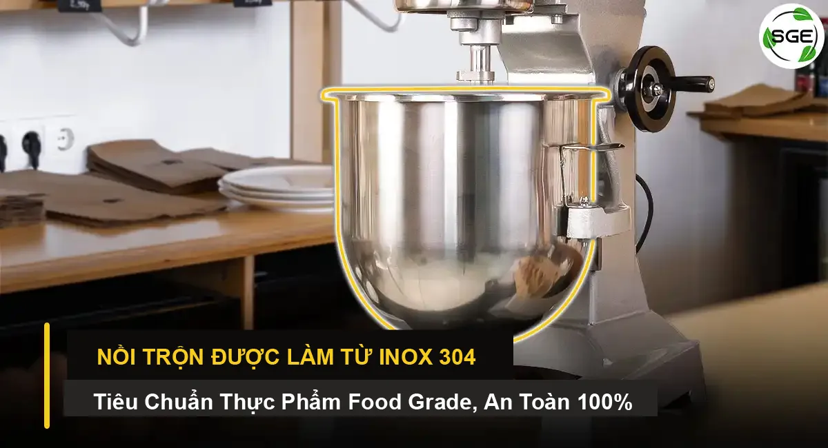 Nồi trộn bằng thép không gỉ 304 đạt tiêu chuẩn an toàn thực phẩm
