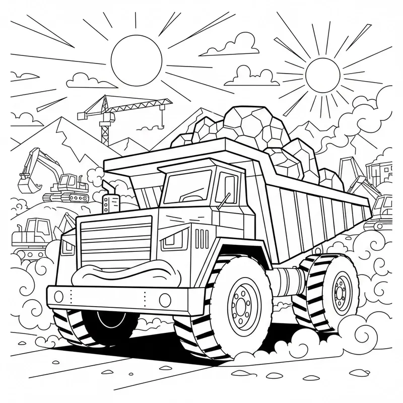 Hình tô màu xe ben dễ in dành cho trẻ nhỏ