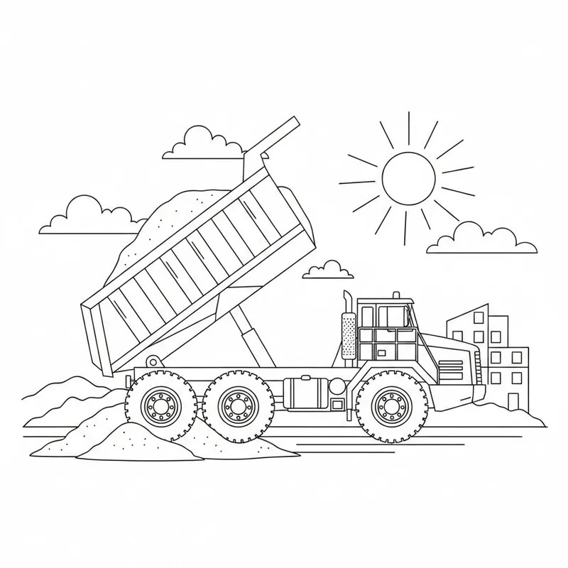 Hình tô màu xe ben đẹp cho bé yêu xe cộ