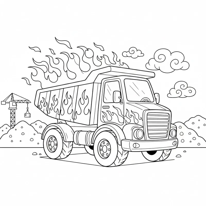 Hình tô màu xe ben đơn giản hỗ trợ bé luyện tay