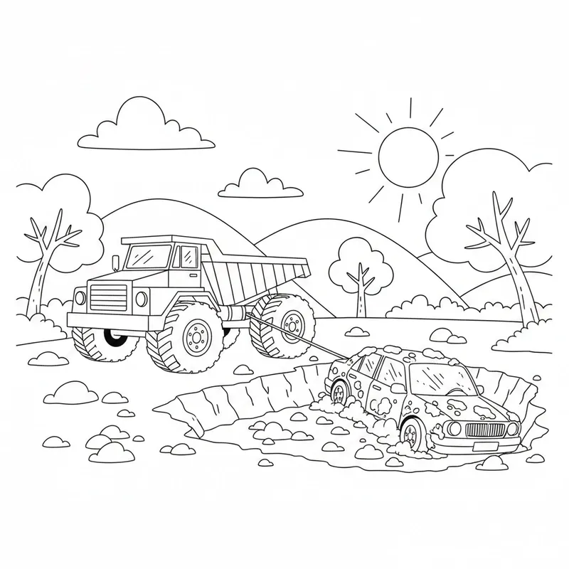 Hình xe ben tô màu giúp bé luyện kỹ năng