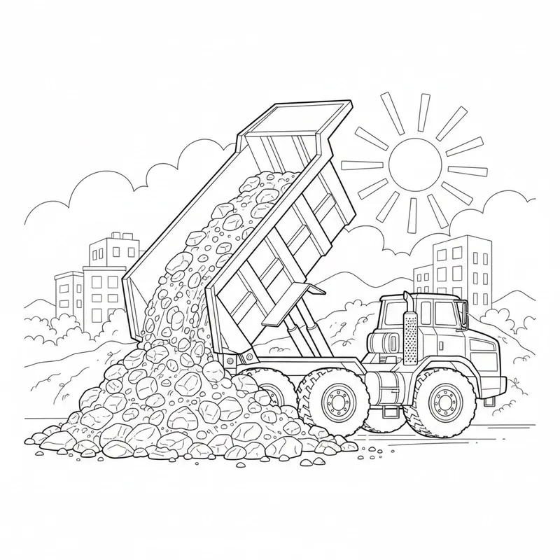 Mẫu tranh xe ben tô màu đơn giản dễ hiểu