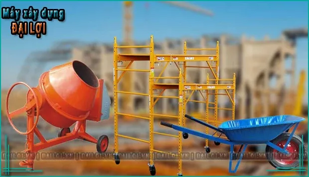 Cận cảnh thùng trộn và động cơ 2.2kW của xe máy trộn bê tông Đại Lợi