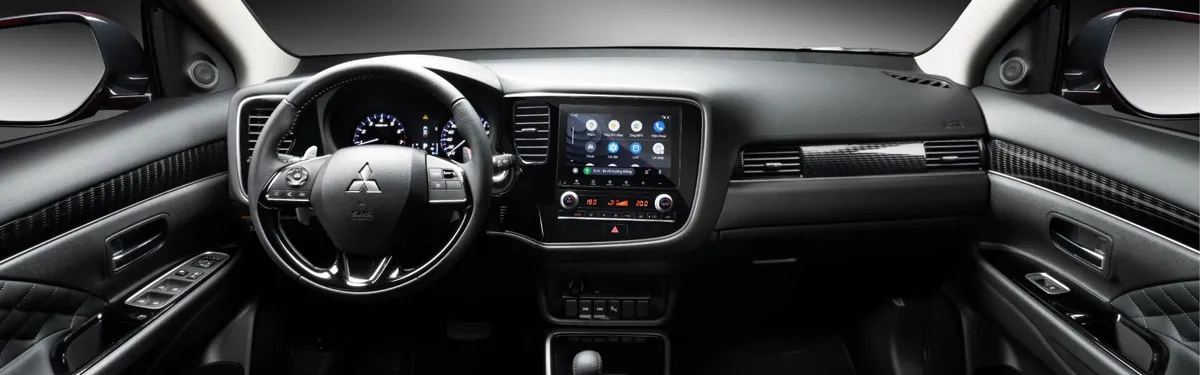 Không gian nội thất Outlander 2026 rộng rãi với ghế da họa tiết kim cương