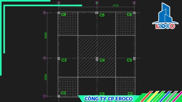 Sơ đồ phân bổ tải trọng từ kết cấu xuống móng đài cọc bê tông