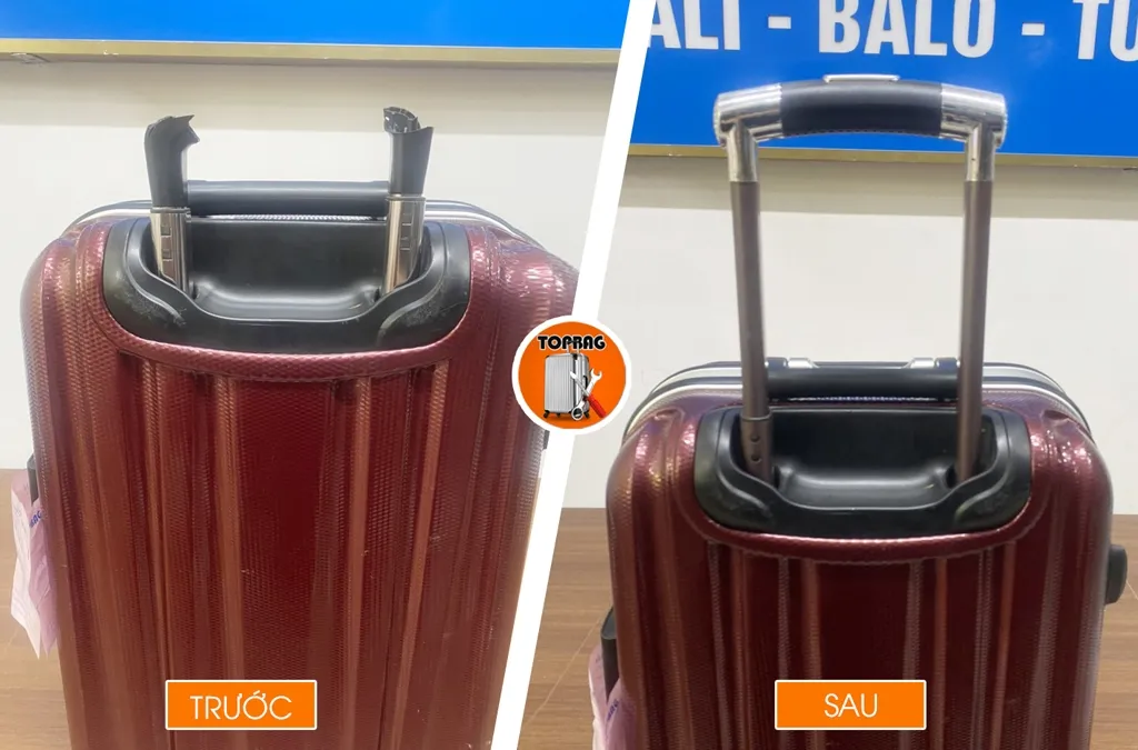 Phục hồi vali bị gãy tay cầm cần kéo bằng linh kiện chính hãng