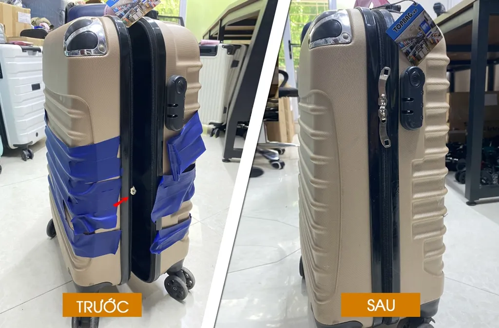 Thay thế đầu khóa kéo kim loại mới cho vali sau thời gian dài sử dụng
