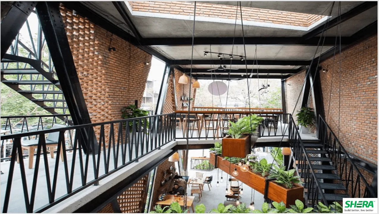 Tấm xi măng lót sàn quán cafe