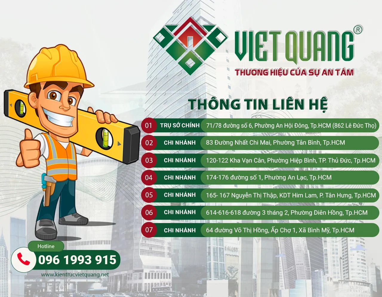 Địa chỉ liên hệ và hotline tư vấn xây dựng chính thức