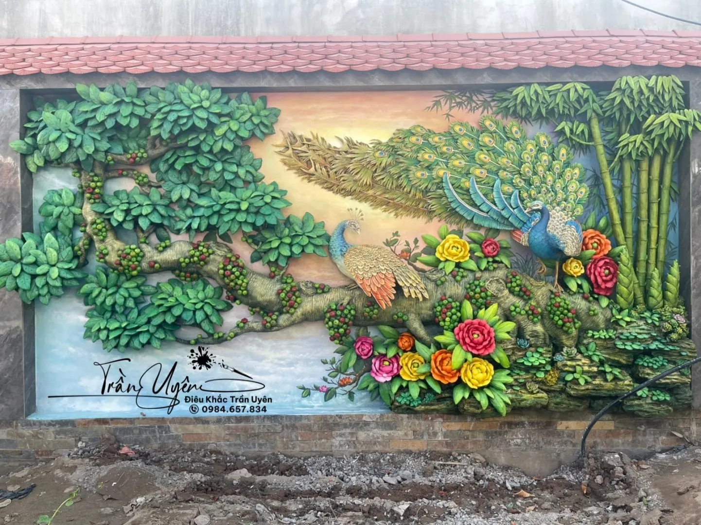 Kỹ thuật đắp nổi tranh 3D bằng xi măng trên tường