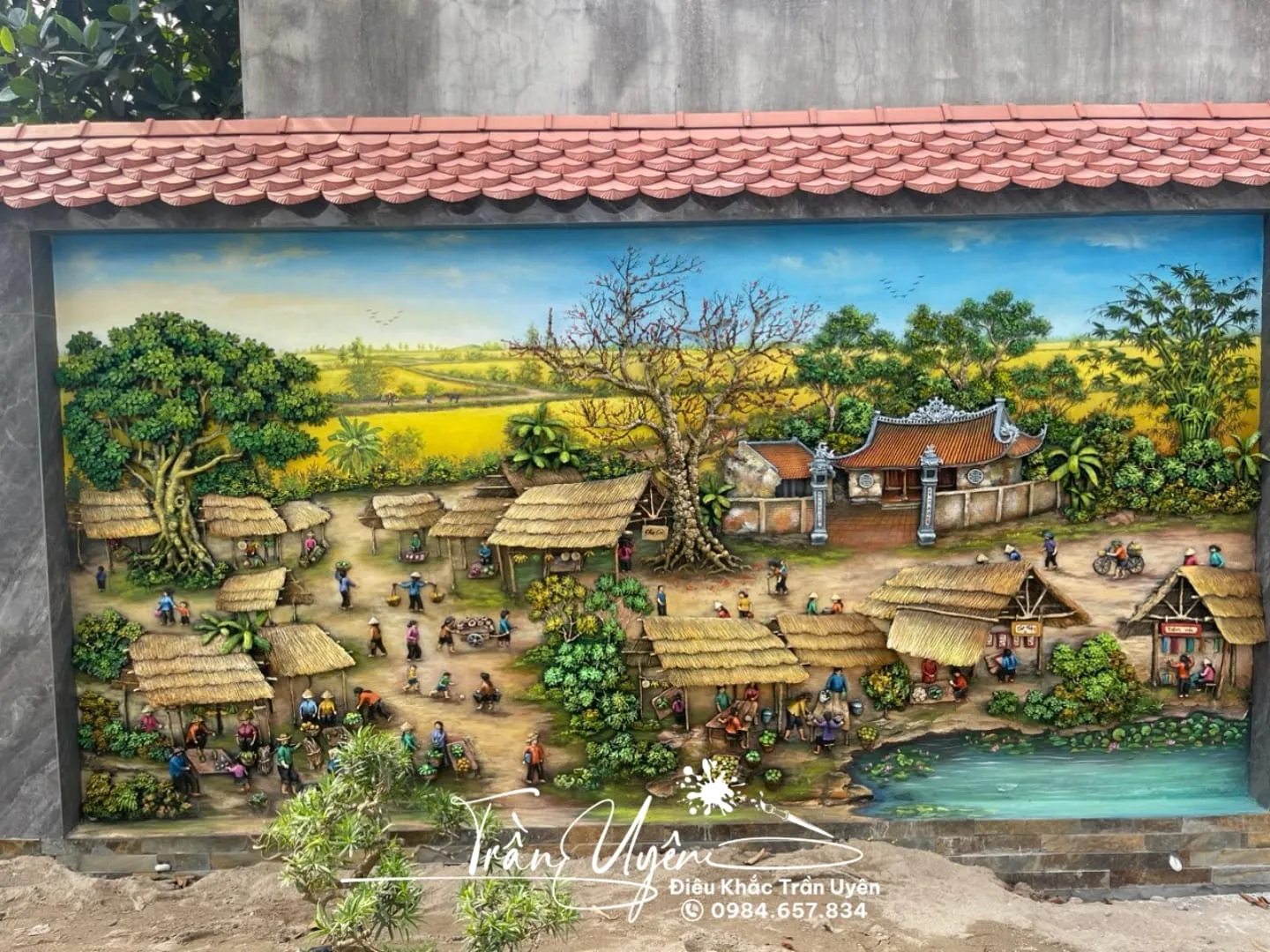 Mẫu tranh phù điêu đắp nổi xi măng số 2