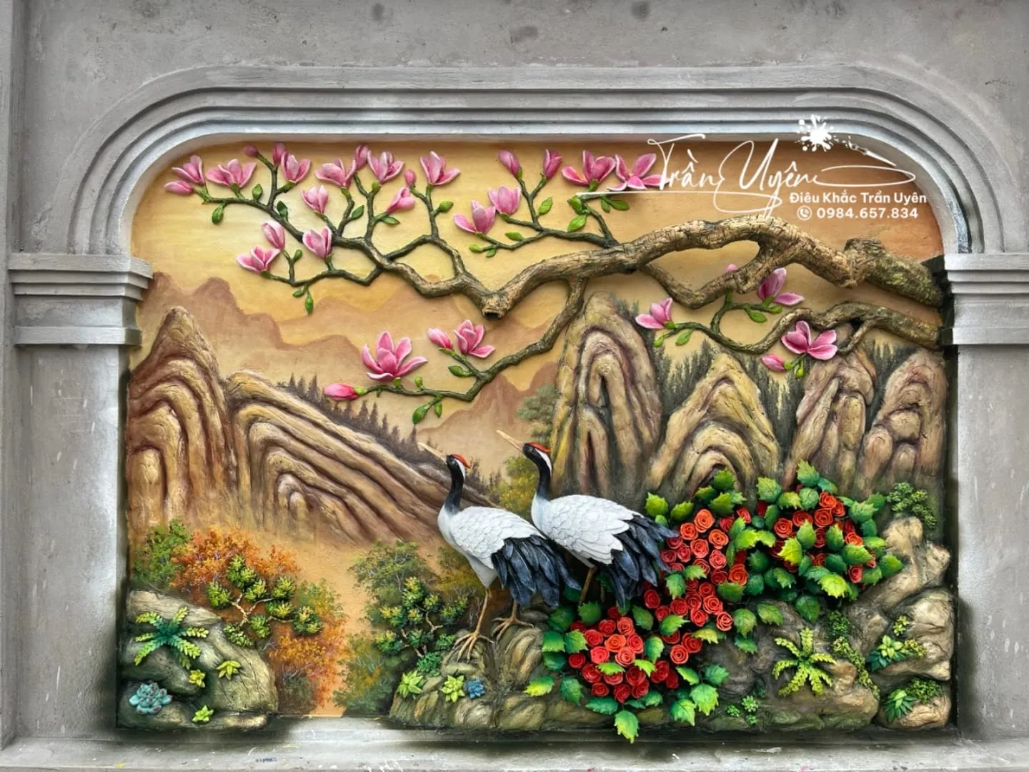 Mẫu tranh đắp nổi xi măng số 4 phong cách trừu tượng