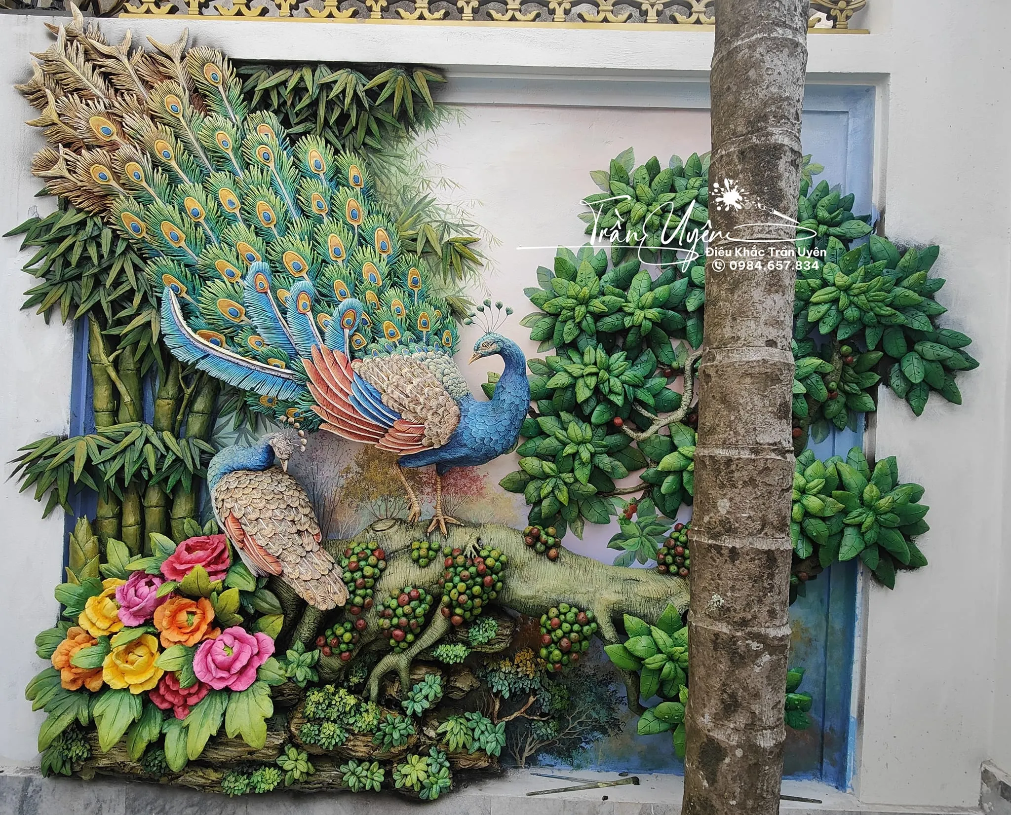 Tranh phù điêu đắp nổi bằng xi măng đạt chuẩn thẩm mỹ