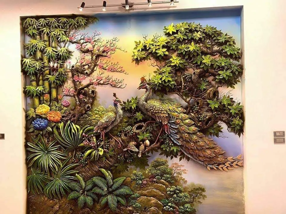 Mẫu phù điêu trang trí cột nhà bằng xi măng