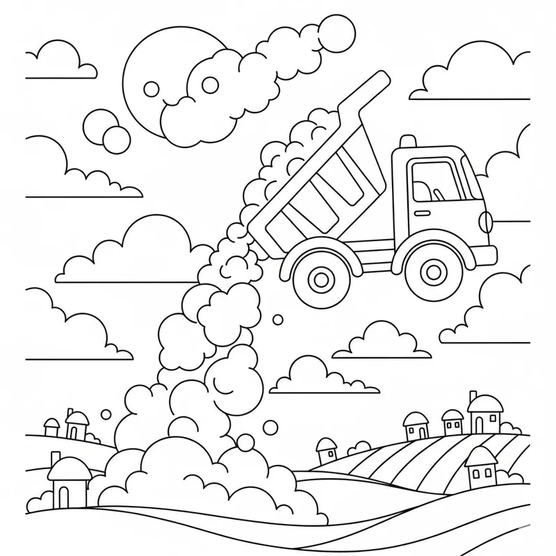 Tranh tô màu xe ben đơn giản cho bé sáng tạo