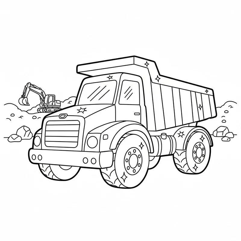 Tranh tô màu xe ben kiểu dáng dễ nhận biết