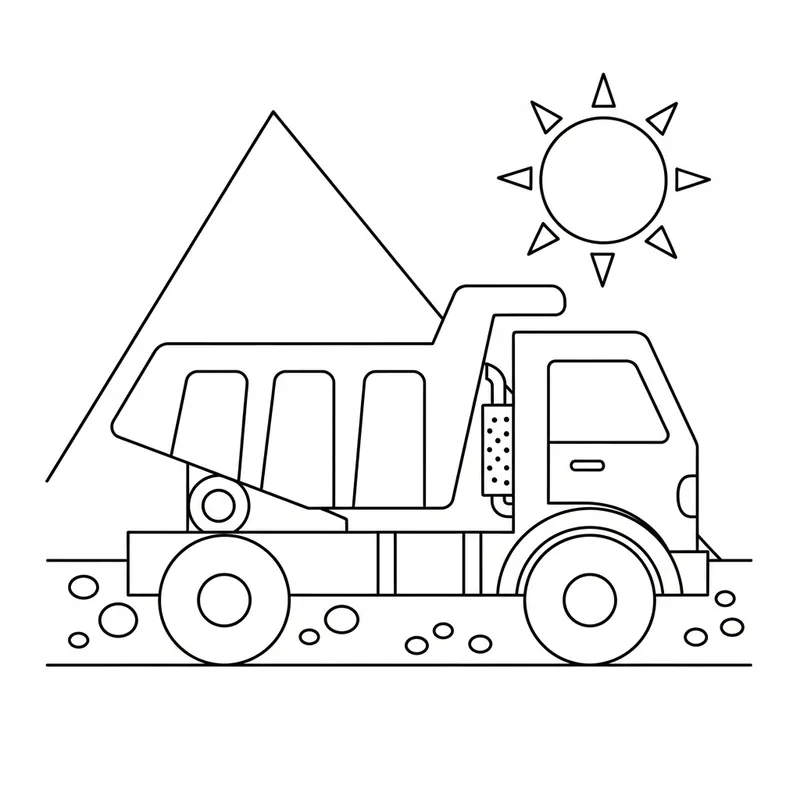 Tranh tô màu xe ben phù hợp bé mầm non