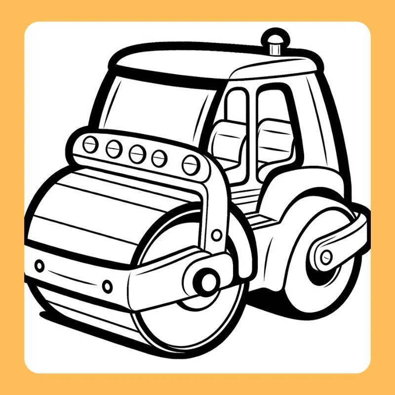 Bé tập vẽ với tranh tô màu xe lu thiết kế đơn giản