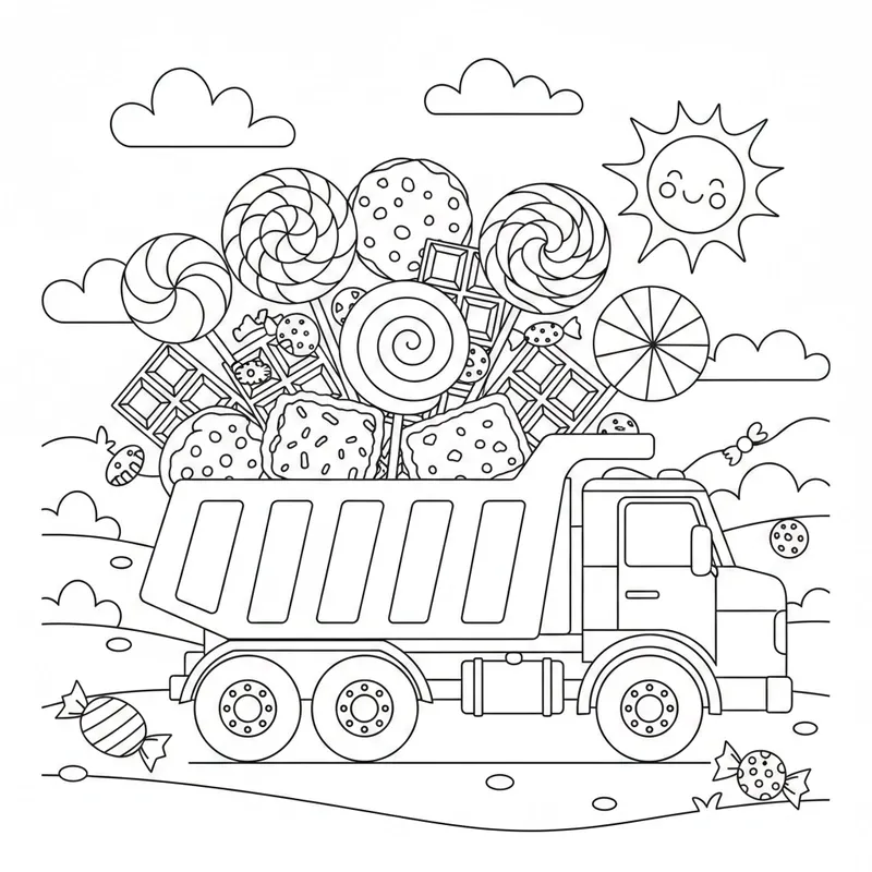 Tranh vẽ xe ben tô màu cho bé tập quan sát