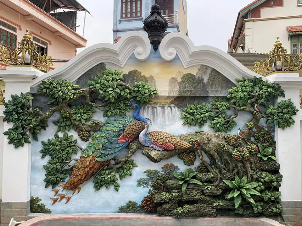 Tranh phù điêu Phu Thê Viên Mãn xi măng mác cao
