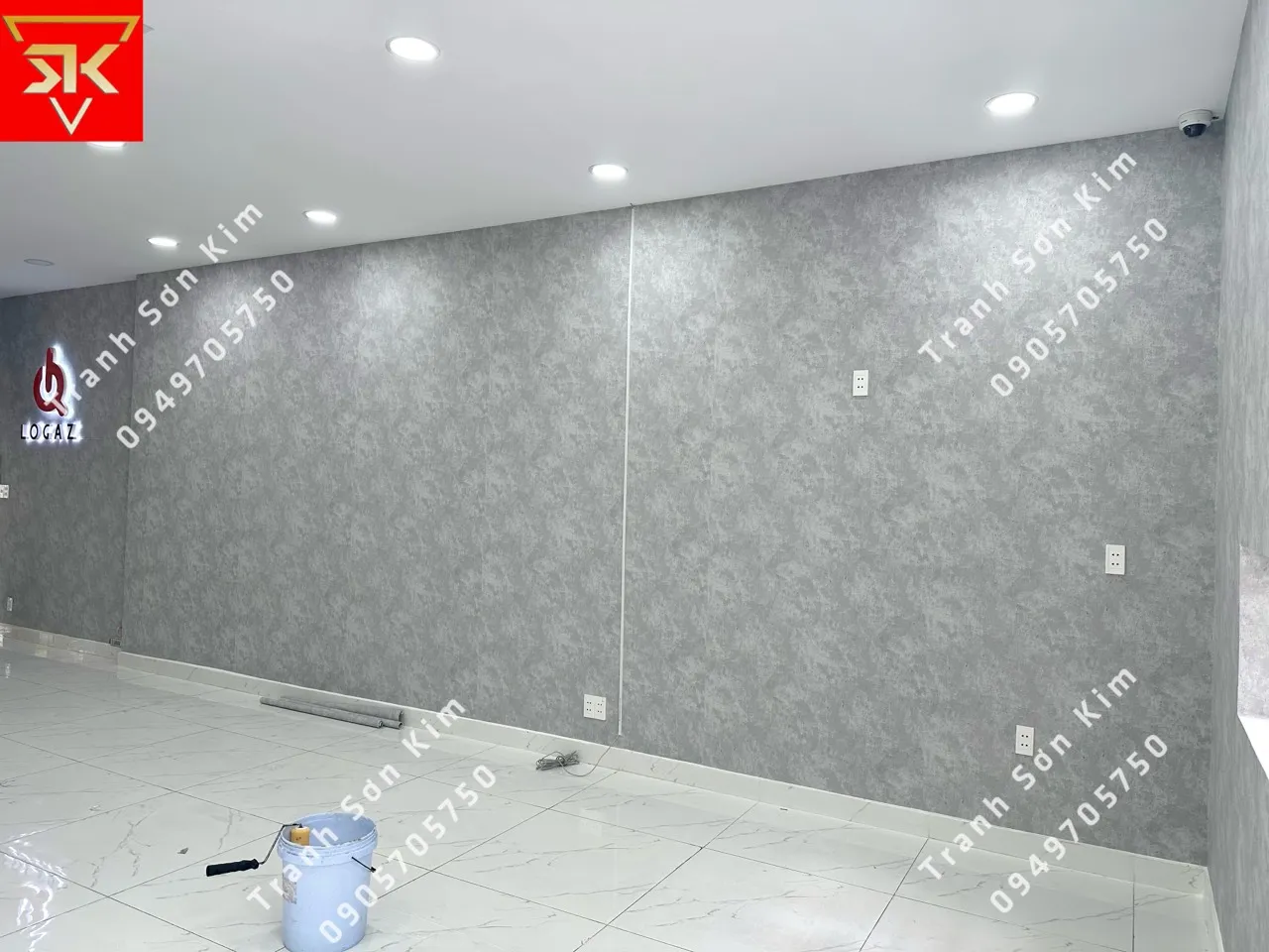 thi công giấy dán tường giả xi măng cho văn phòng công ty 81274-2
