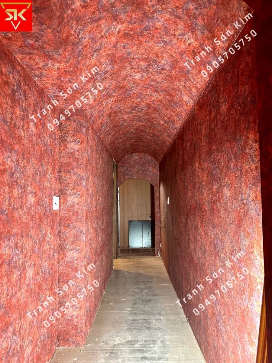 thi công giấy dán tường giả xi măng cho quán cafe 7958-3