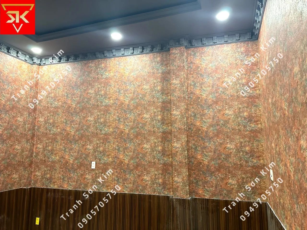 thi công giấy dán tường hiệu ứng rỉ sét cho quán cafe 7947-2