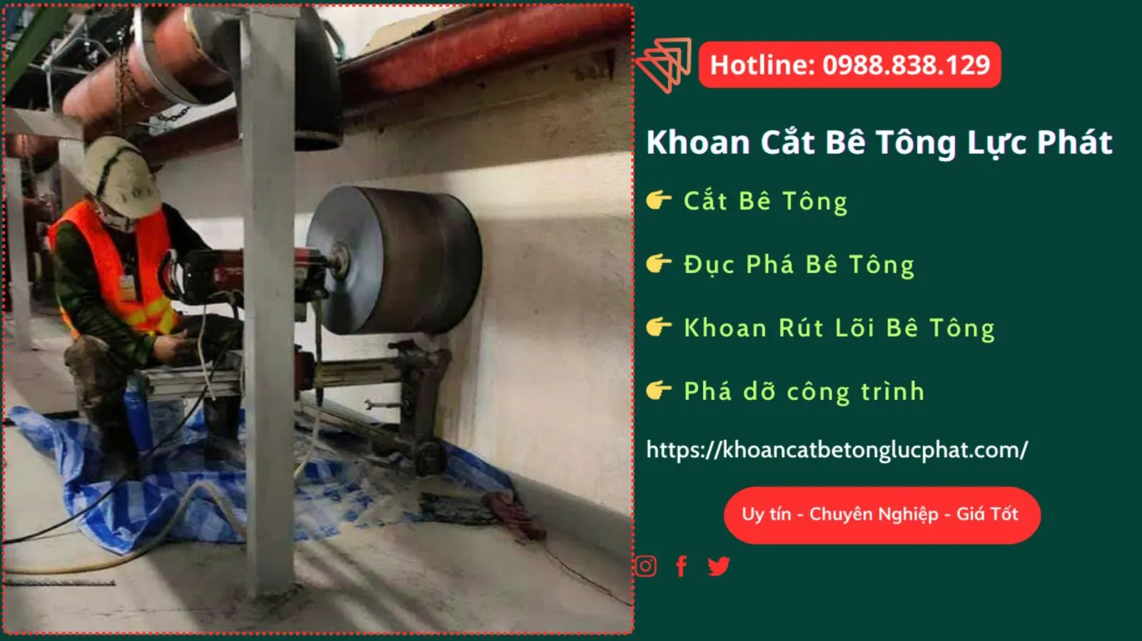 Báo giá khoan rút lõi tường bê tông tại tphcm giá rẻ
