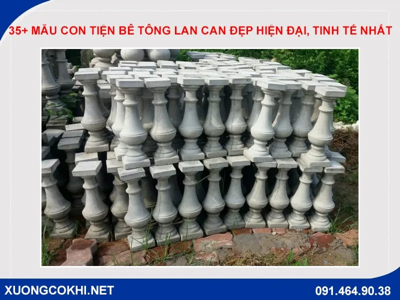 Mẫu con tiện bê tông lan can đẹp với họa tiết trang trí