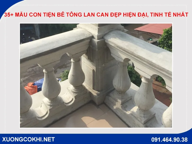 Mẫu con tiện bê tông lan can hình trụ tròn sang trọng