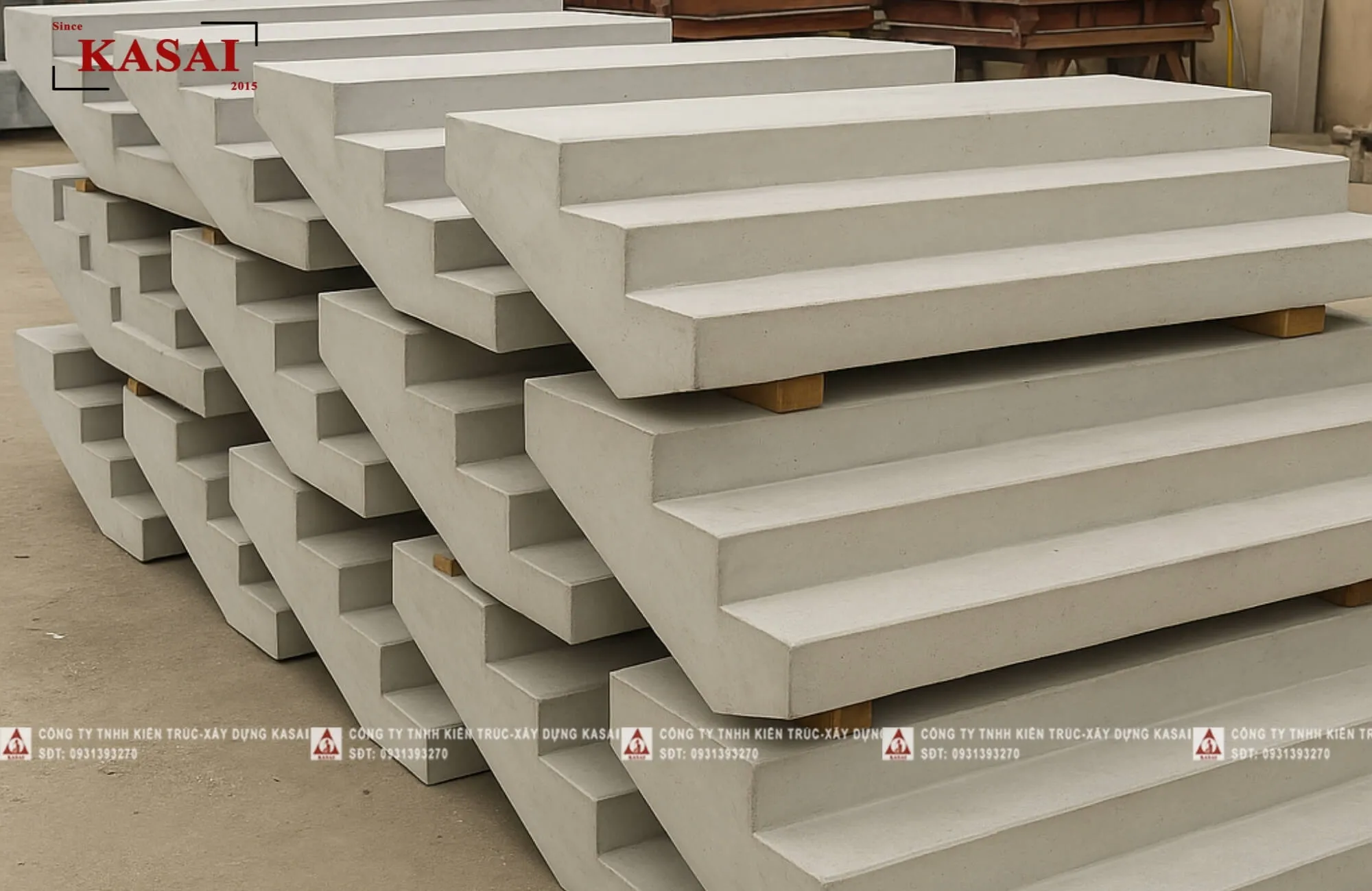 Hình ảnh đổ bê tông cầu thang cốt thép lắp ghép