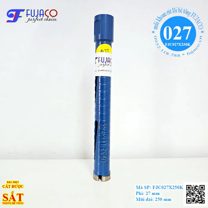 Mũi khoan rút lõi khô 27x250 khoét lỗ không cần nước