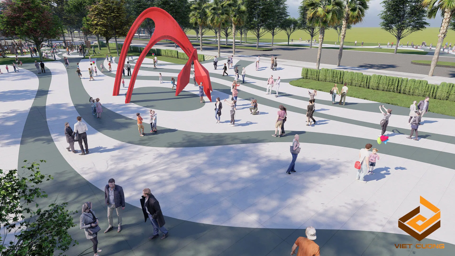 Công viên cây xanh rộng 3ha.