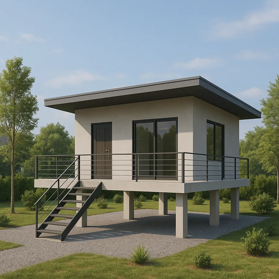 Mẫu nhà sàn bê tông hiện đại, đơn giản, tinh tế