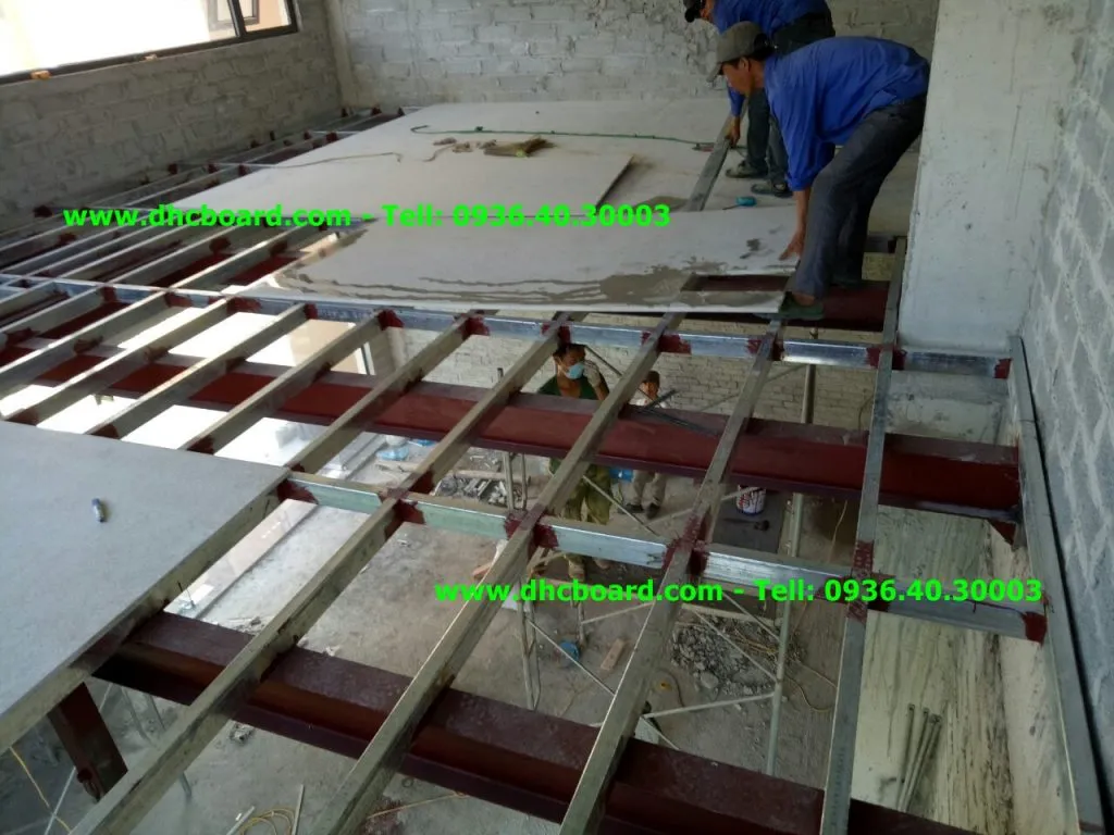 Thi công sàn siêu nhẹ bằng tấm bê tông nhẹ đúc sẵn cemboard