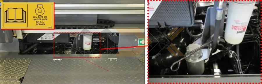 Kiểm tra nhớt động cơ khi thực hiện bảo dưỡng máy trải nhựa