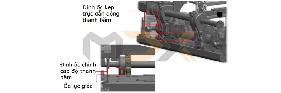 Cân chỉnh thanh băm khi thực hiện bảo dưỡng máy trải nhựa