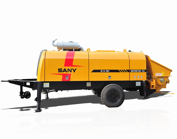 Máy bơm ngang bê tông SANY 80 series đang vận hành tại dự án cao tầng