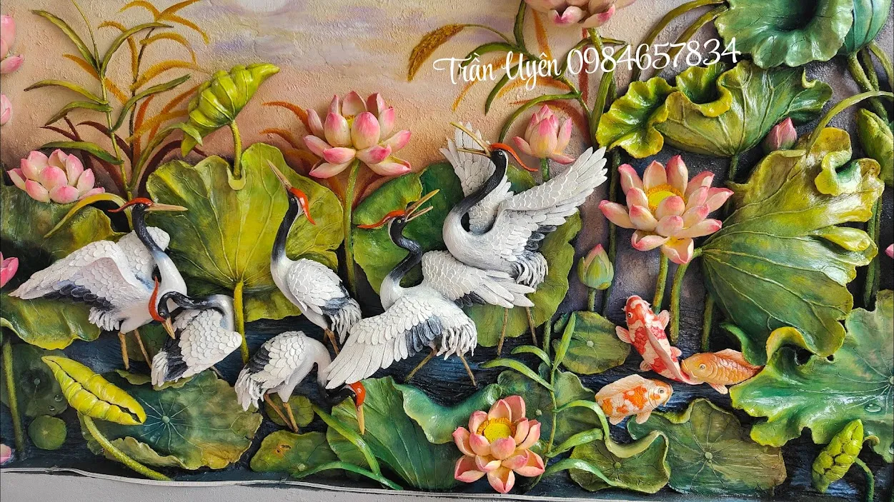 Tranh phù điêu xi măng nghệ thuật đắp nổi tinh xảo cho không gian kiến trúc