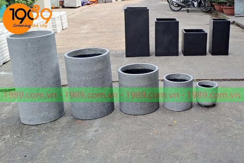 Chậu xi măng trụ tròn kích thước lớn