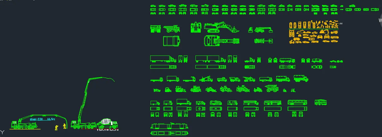Tổng hợp dữ liệu block thư viện cad máy đào và thiết bị thi công cơ giới hiện đại năm 2026.