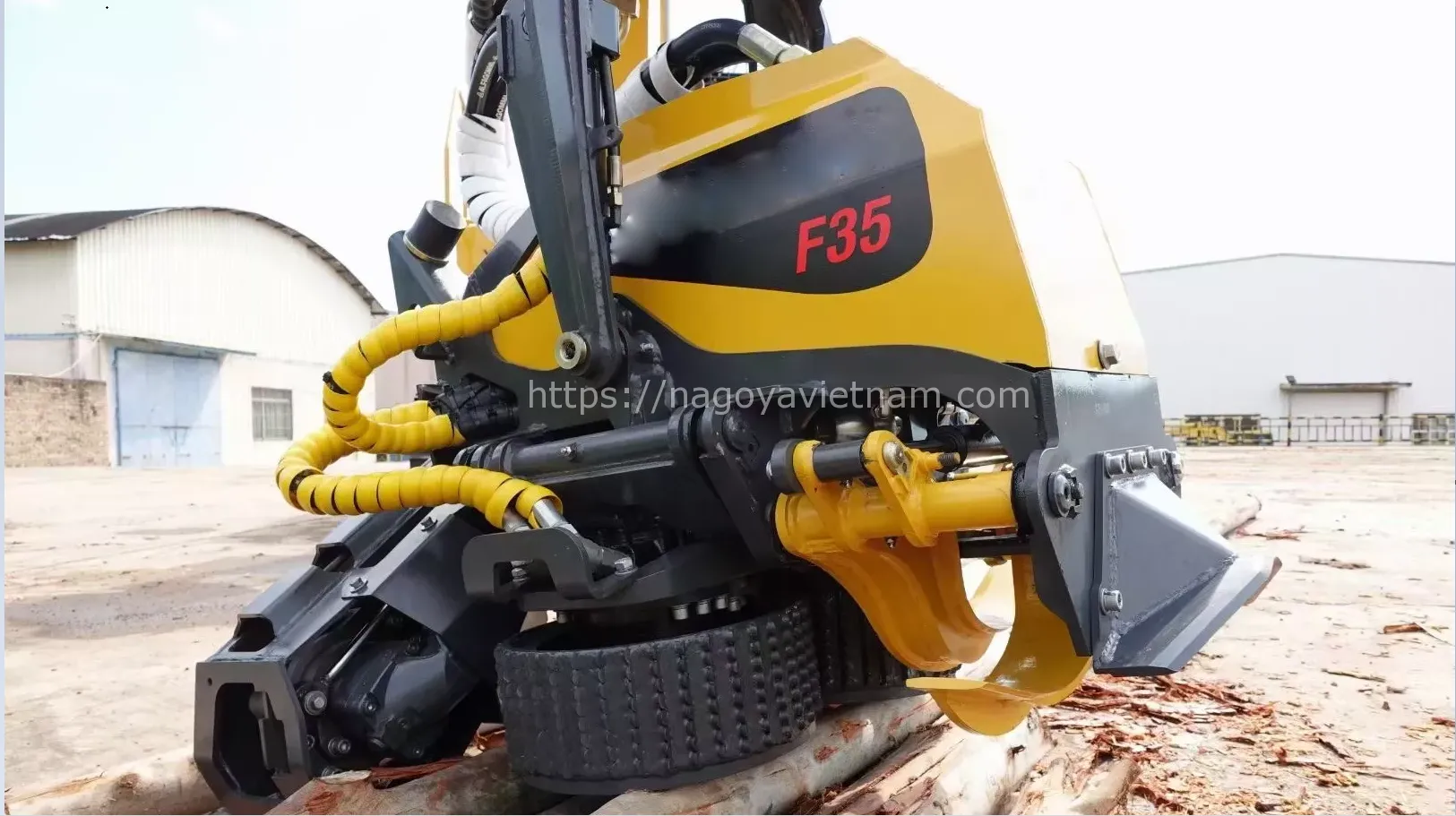 Máy khai thác gỗ hiện đại trang bị đầu cắt thủy lực lắp trên máy xúc đào SANY