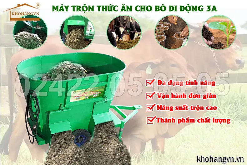 Máy trộn thức ăn cho bò sữa di động 3A11kW